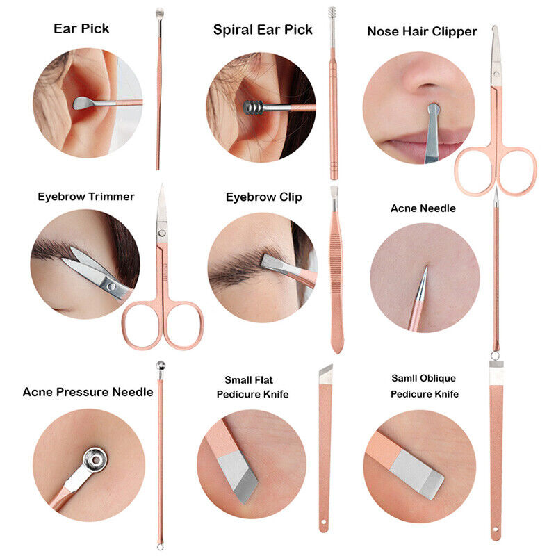 18pcs Stainless Steel Nail Grooming Clippers Tool Manicure Pedicure Kit Set