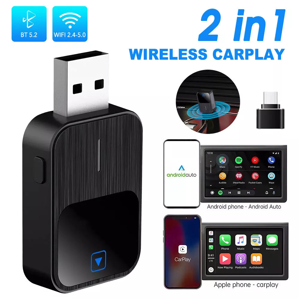 USB Car Dongle Adapter Android Auto Carplay Wired to Wireless Adapter