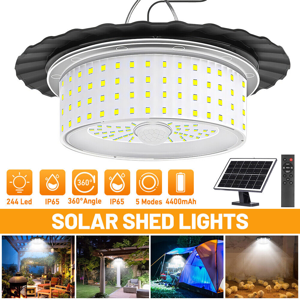 244 LED Hanging Light Solar Powered Light Garden Garage Shed Tent Lamp