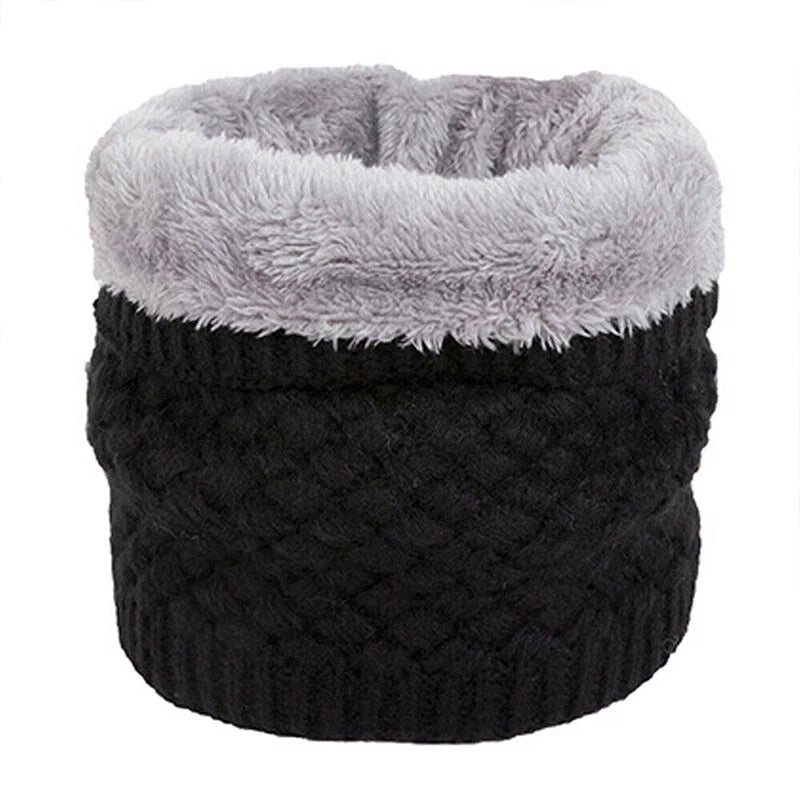 Winter Knitted Scarf Thermal Warm Thicken Chunky Neck Warmer Tube Black