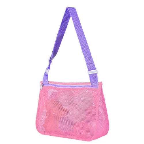 Toy Shell Storage Net Swimming Zipper Pouch Kids Beach Mesh Collect Bag Pink