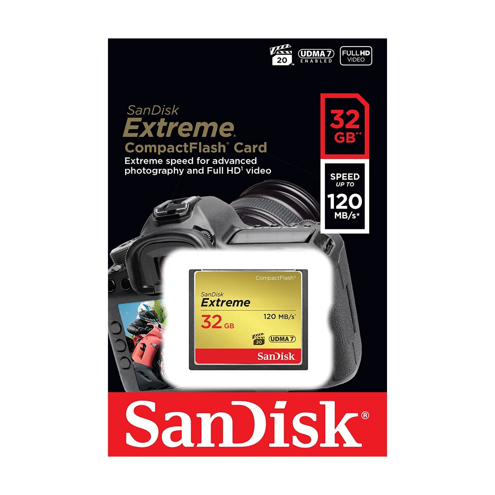 SanDisk Extreme UDMA7 32GB Compact Flash CF Memory Card DSLR Camera Full HD