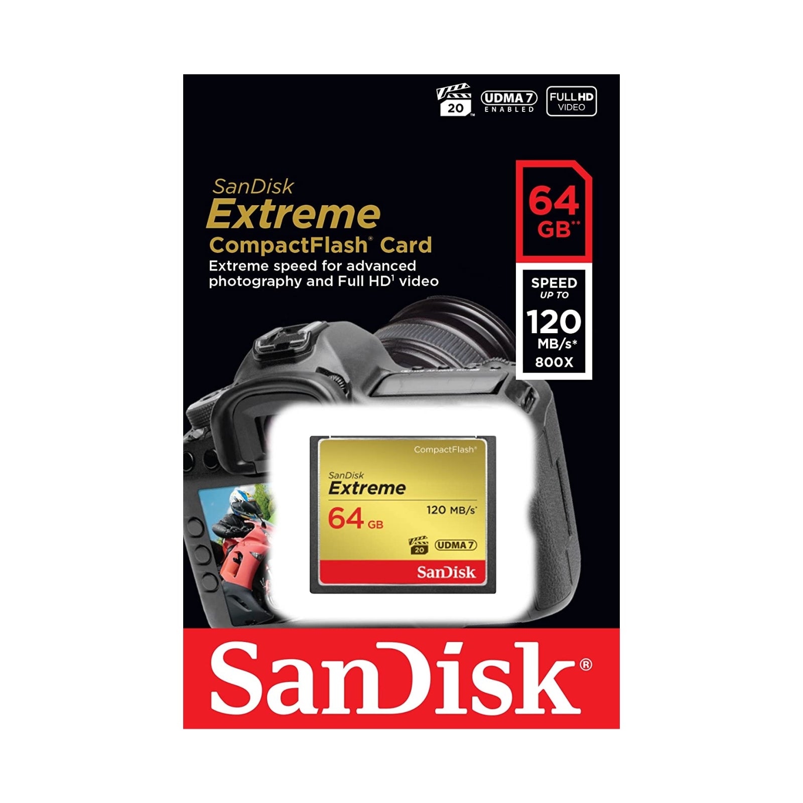 SanDisk Extreme UDMA7 64GB Compact Flash CF Memory Card DSLR Camera Full HD