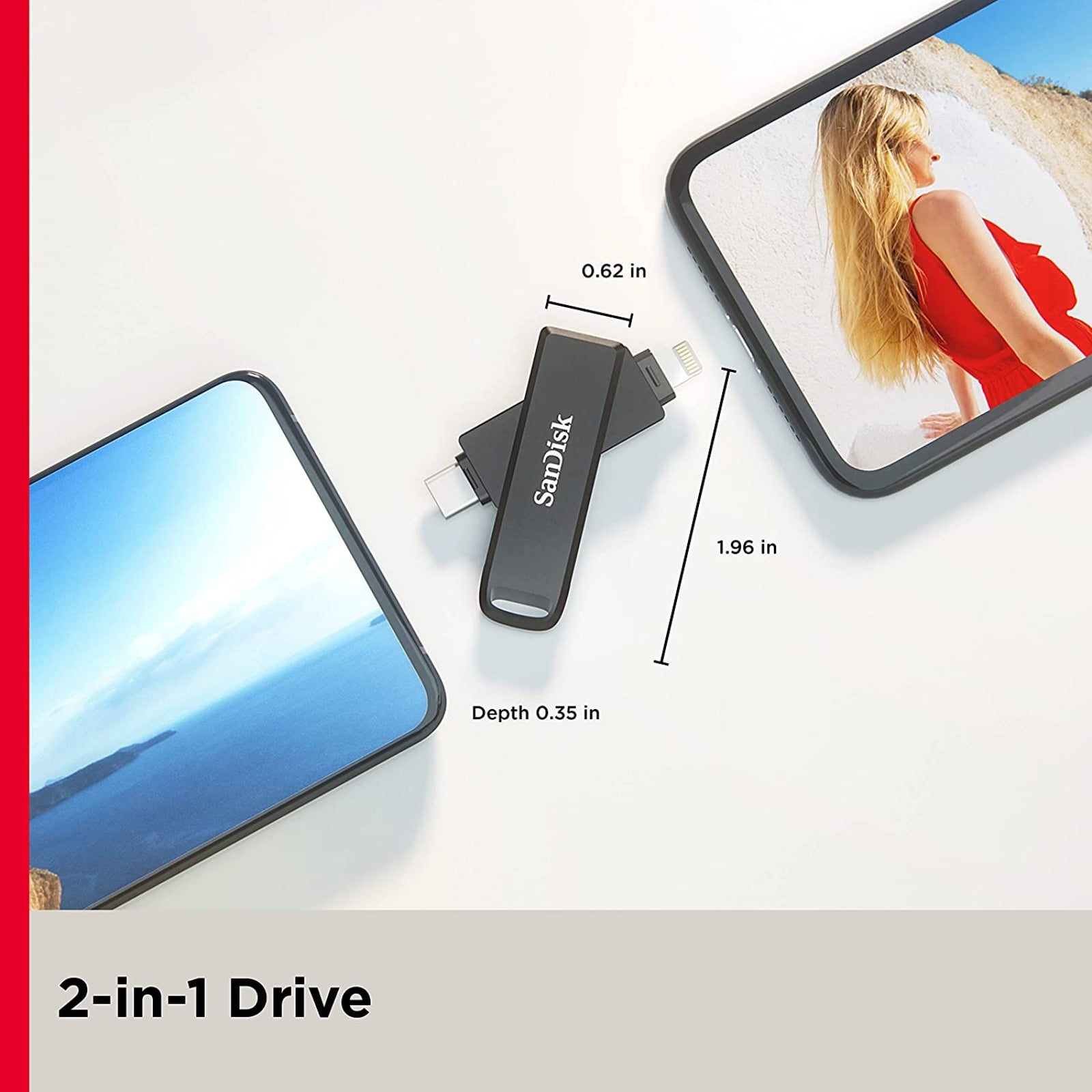 SanDisk iXpand Luxe 64GB USB 3.1 Lightning Flash Drive iPhone iPad USB-C OTG