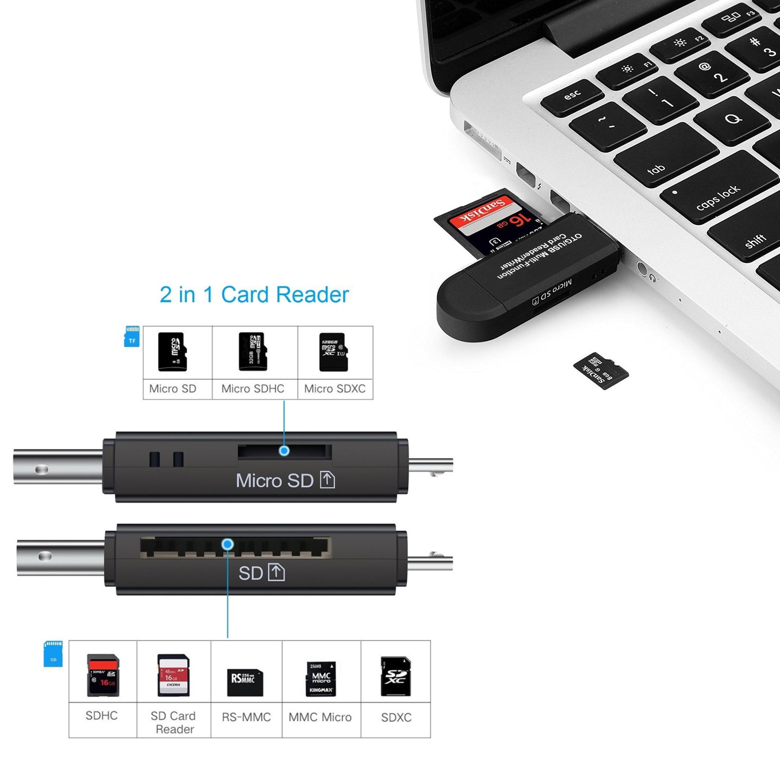 Micro SD Card Reader For Smartphones PC Micro USB OTG To USB 2.0 Adapter SD TF