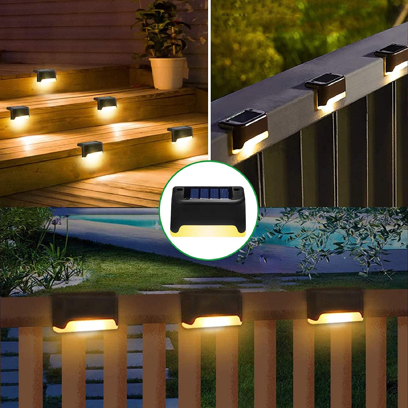 Solar LED Stairs Step Lights Garden Deck Patio Pathway Fence Lamp Outdoor