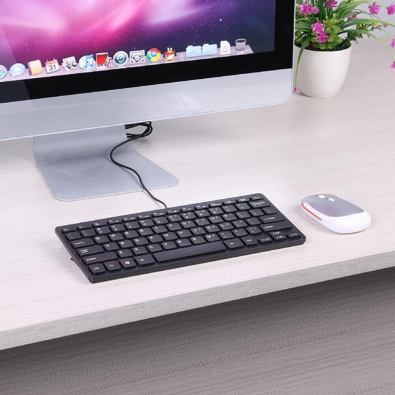 Super Slim Wired Keyboard K1000 USB Mini Multimedia Waterproof Keypad Universal
