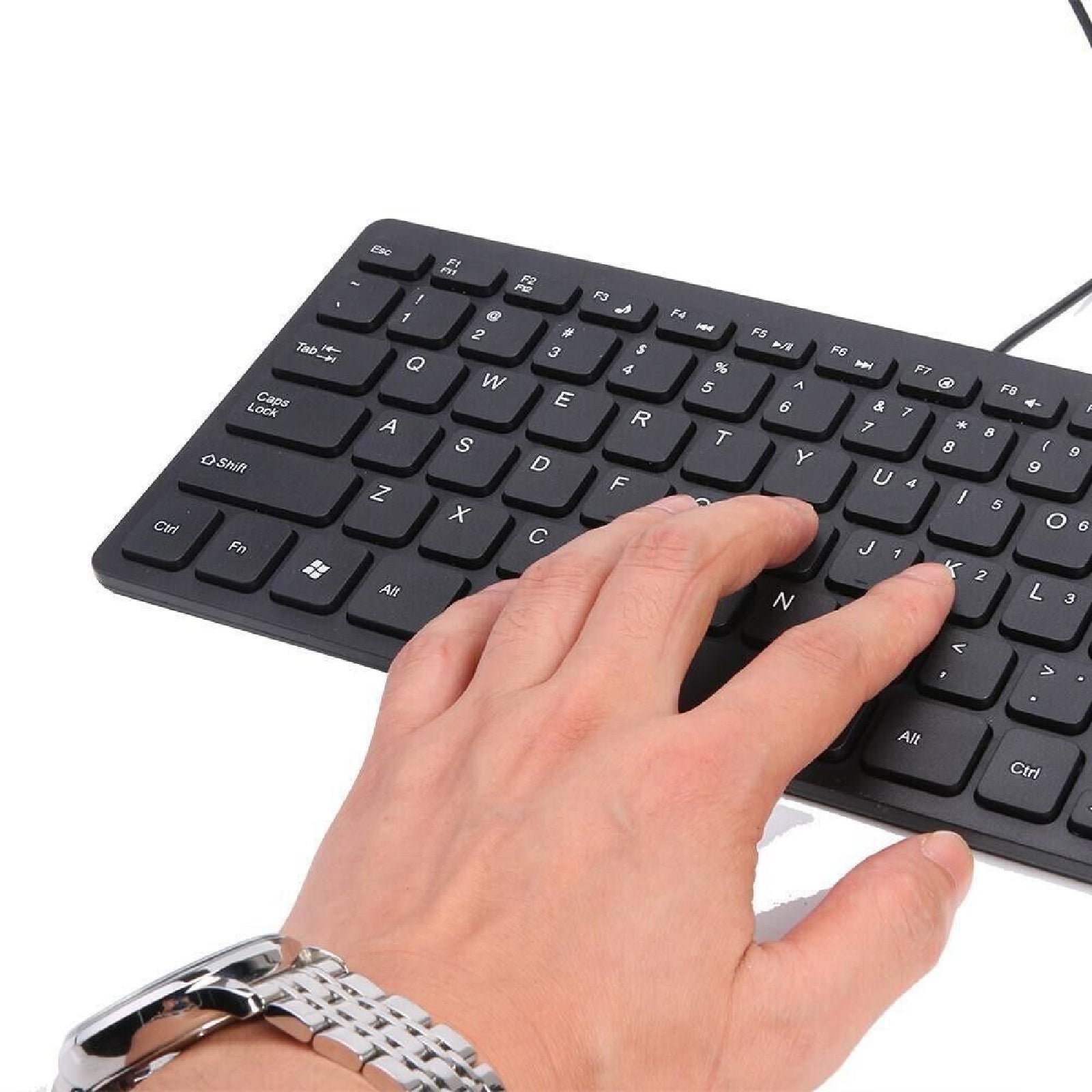 Super Slim Wired Keyboard K1000 USB Mini Multimedia Waterproof Keypad Universal