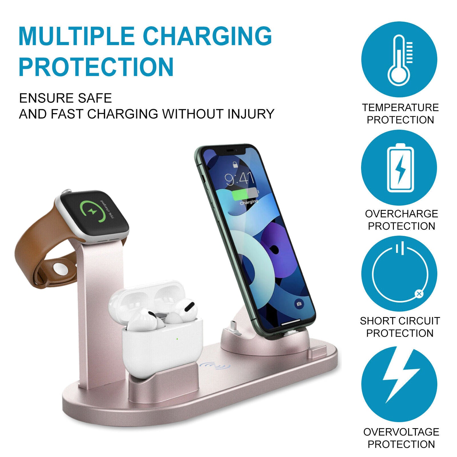 3in1 Qi Wireless Charger Dock Fast Charging Station For Apple Watch IPhone