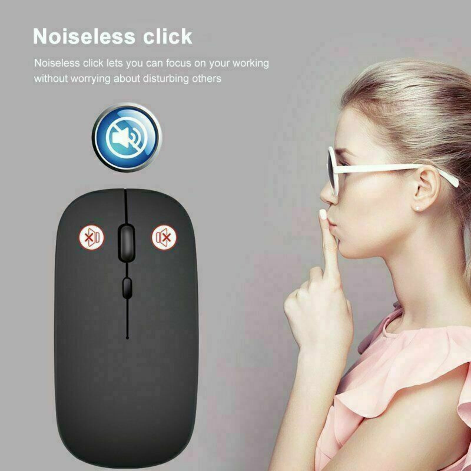 Wireless GHz Optical Bluetooth 5.1 Slim Rechargeable Mouse For Laptop, Mac, IPad