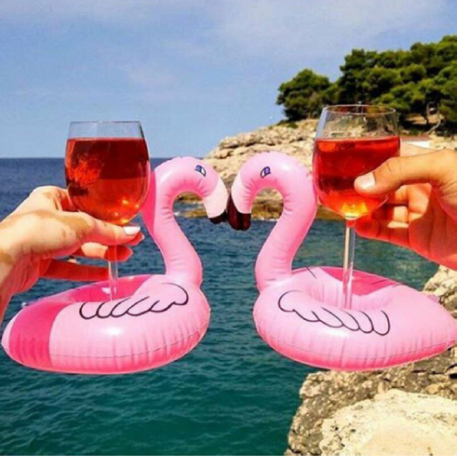 Inflatable Floating Drink Cup Can Beer Holder Flamingo Swimming Pool Beach Party