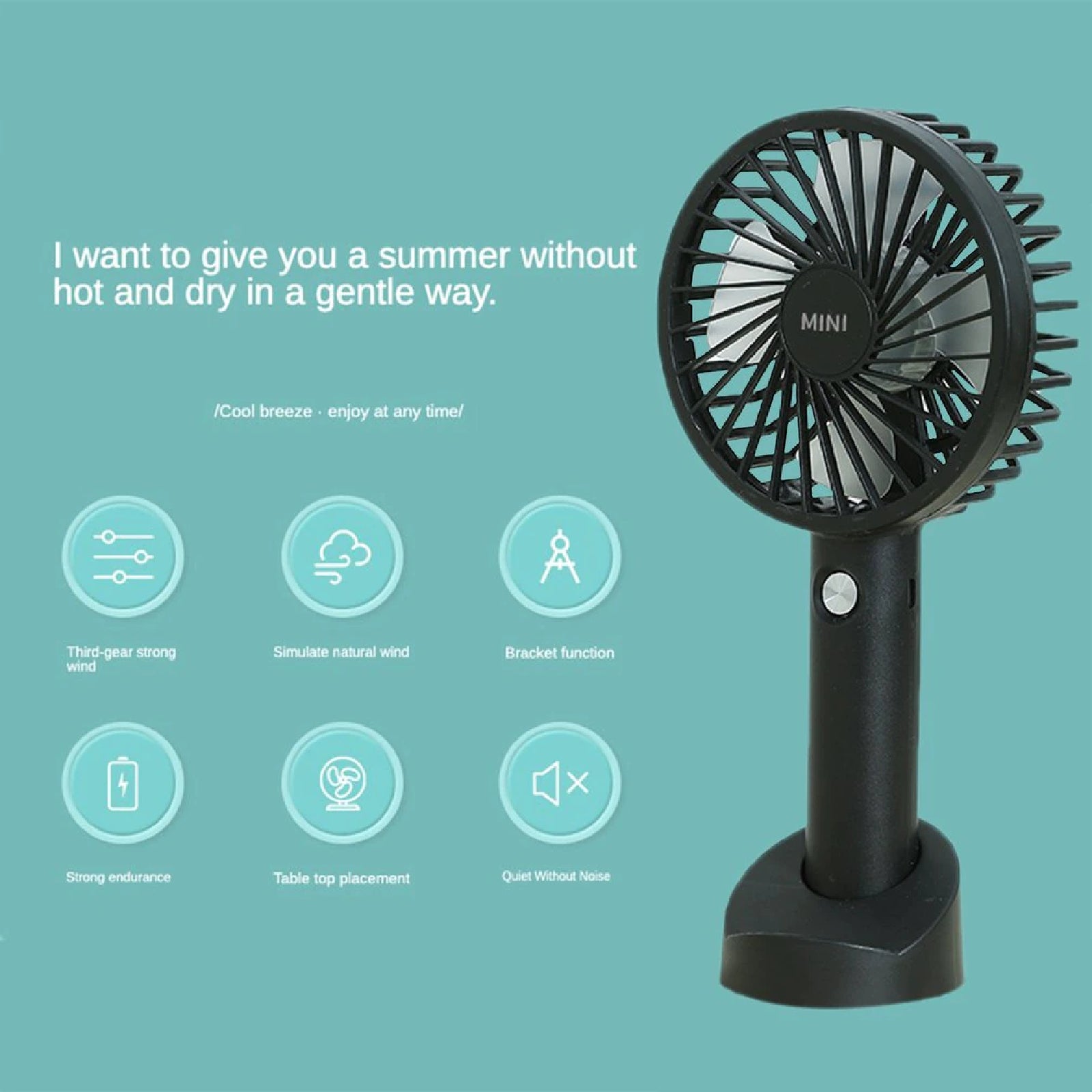 Portable Mini Hand-Held Handy Desk Fan Cooling Cooler USB Rechargeable 3 Speed