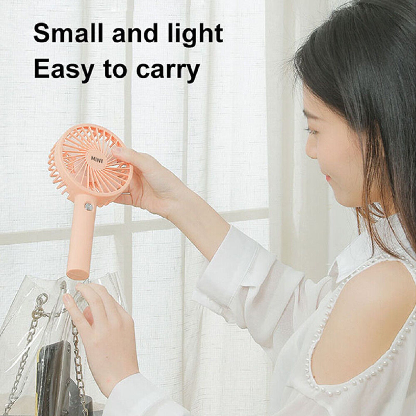 Portable Mini HandHeld Desk Fan Cooling Cooler USB Rechargeable 3 Speed Orange