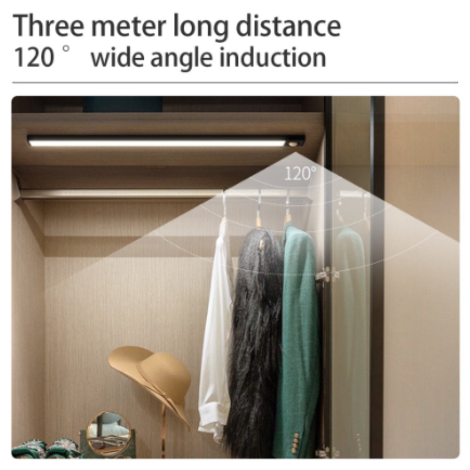 Rechargeable LED Motion Sensor Under Closet Light Magnetic Dimmable Lamp Black
