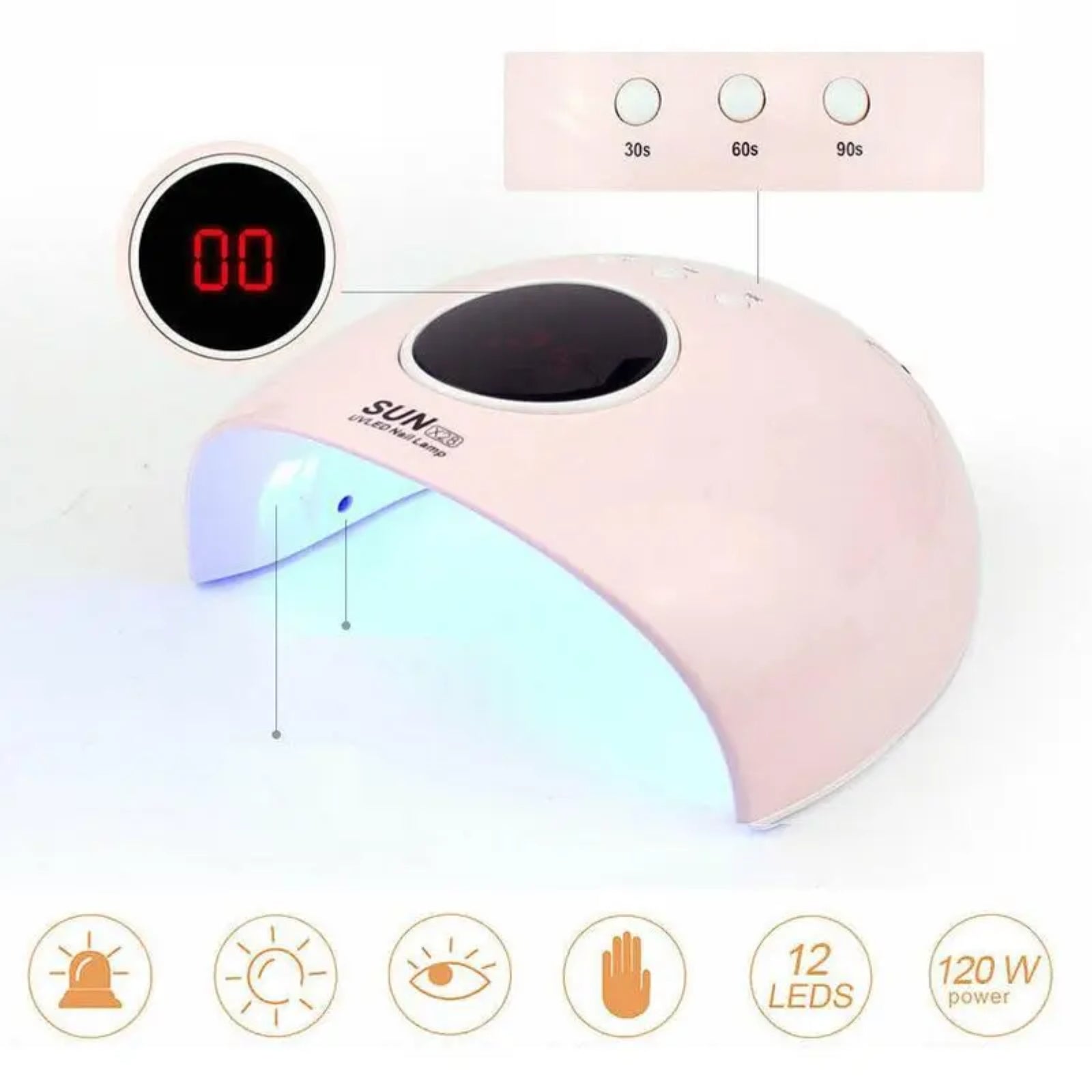 UV LED Nail Lamp Light Professional Nail Polish Dryer Art Gel Curing Device 120W