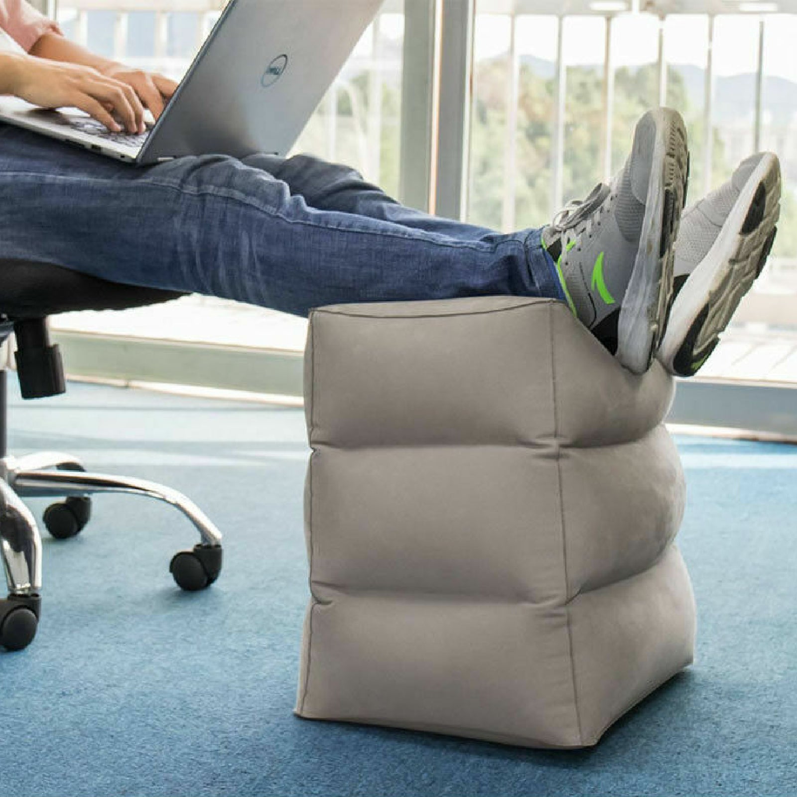 Inflatable Foot Rest Air Pillow Cushion Leg Footrest Relax Office Home Travel