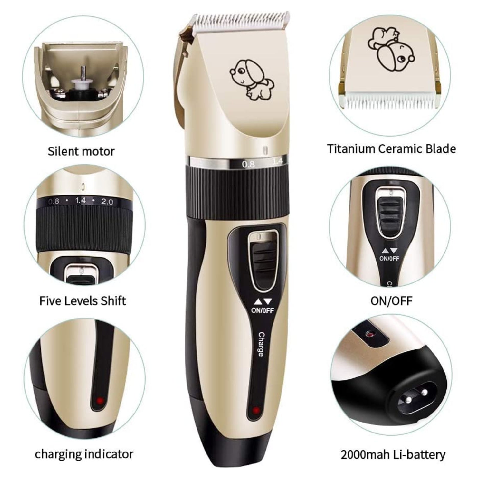 Cordless Electric Pet Clippers Dog Cat Wireless Hair Grooming Trimmer Shaver Kit