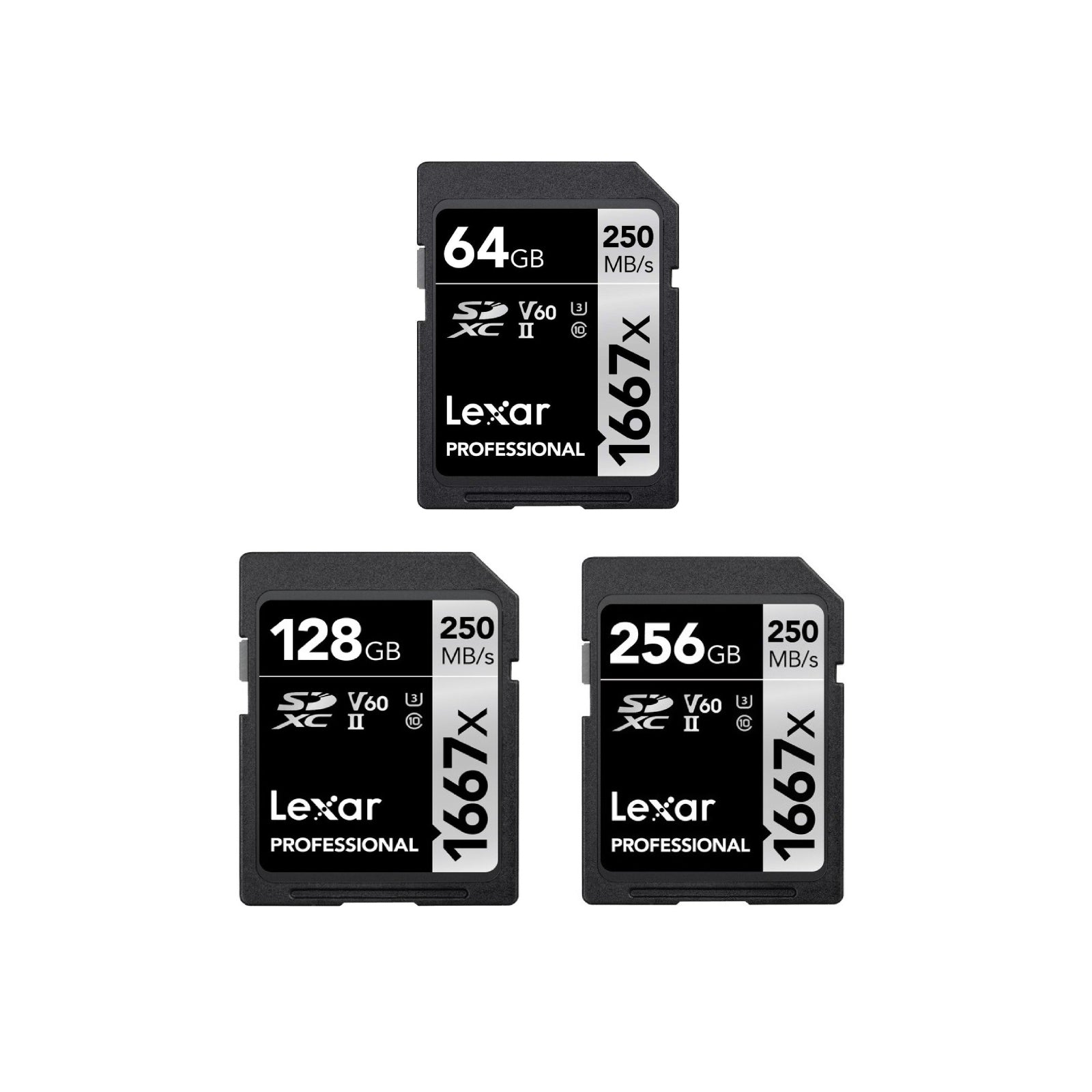 Lexar Professional 64GB 128GB 256GB 250MB/s SD Camera Memory Card 4K Video DSLR