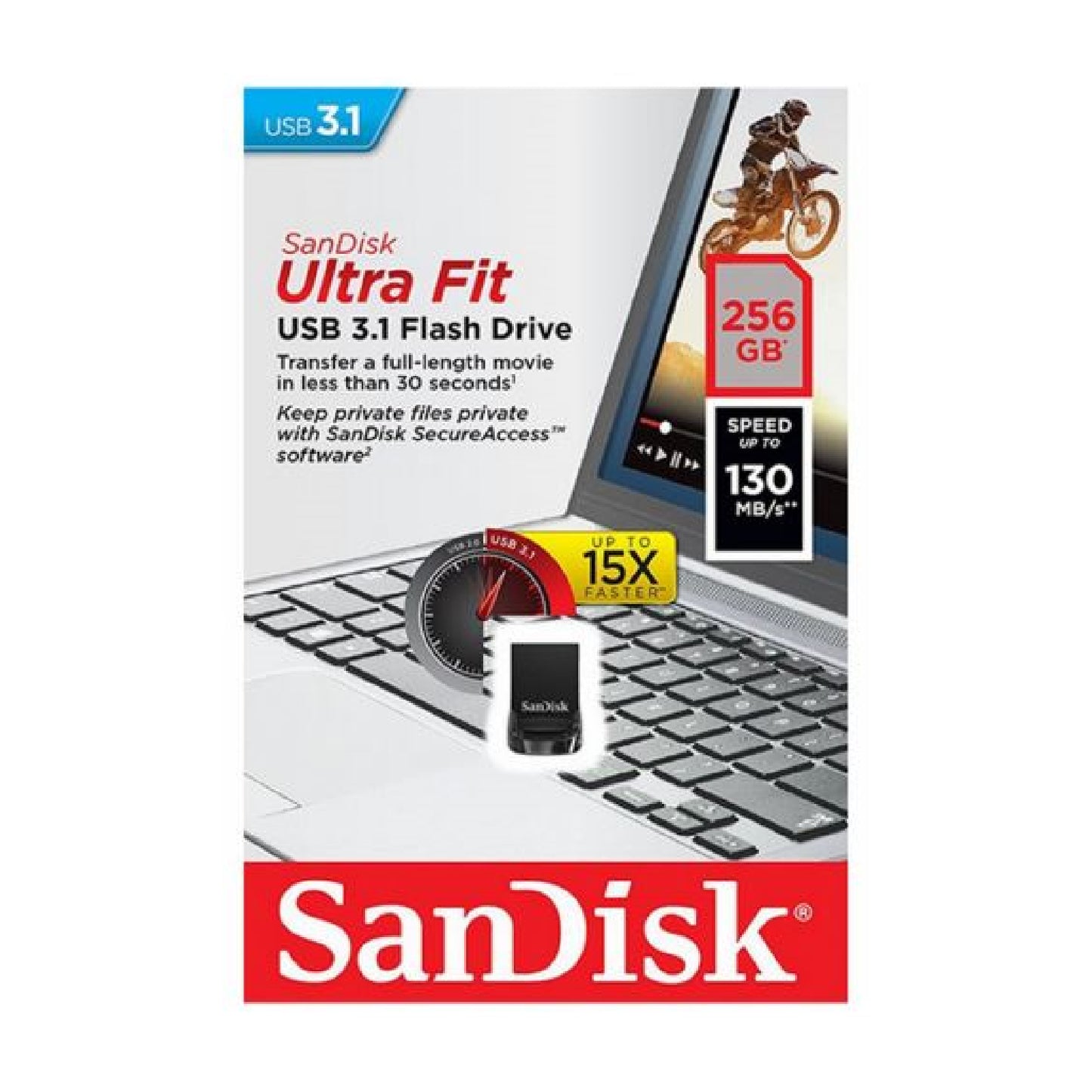 Sandisk Ultra Fit 256GB 130MB/S USB 3.1 Flash Drive Memory Stick Pen PC MAC
