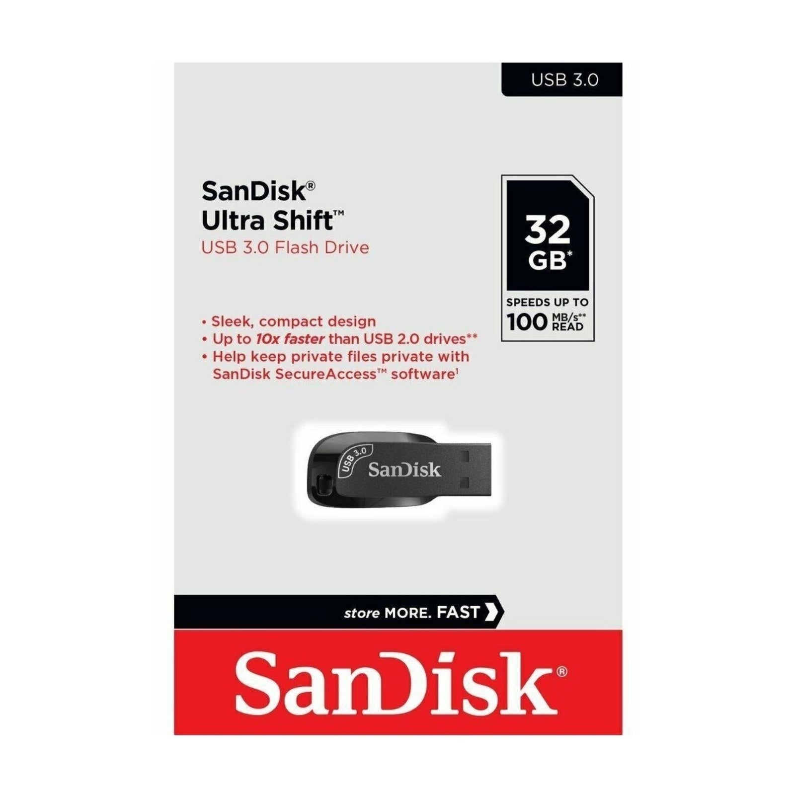SanDisk Ultra Shift 32GB 100MB/S USB 3.0 Flash Drive Memory Stick Pen PC MAC