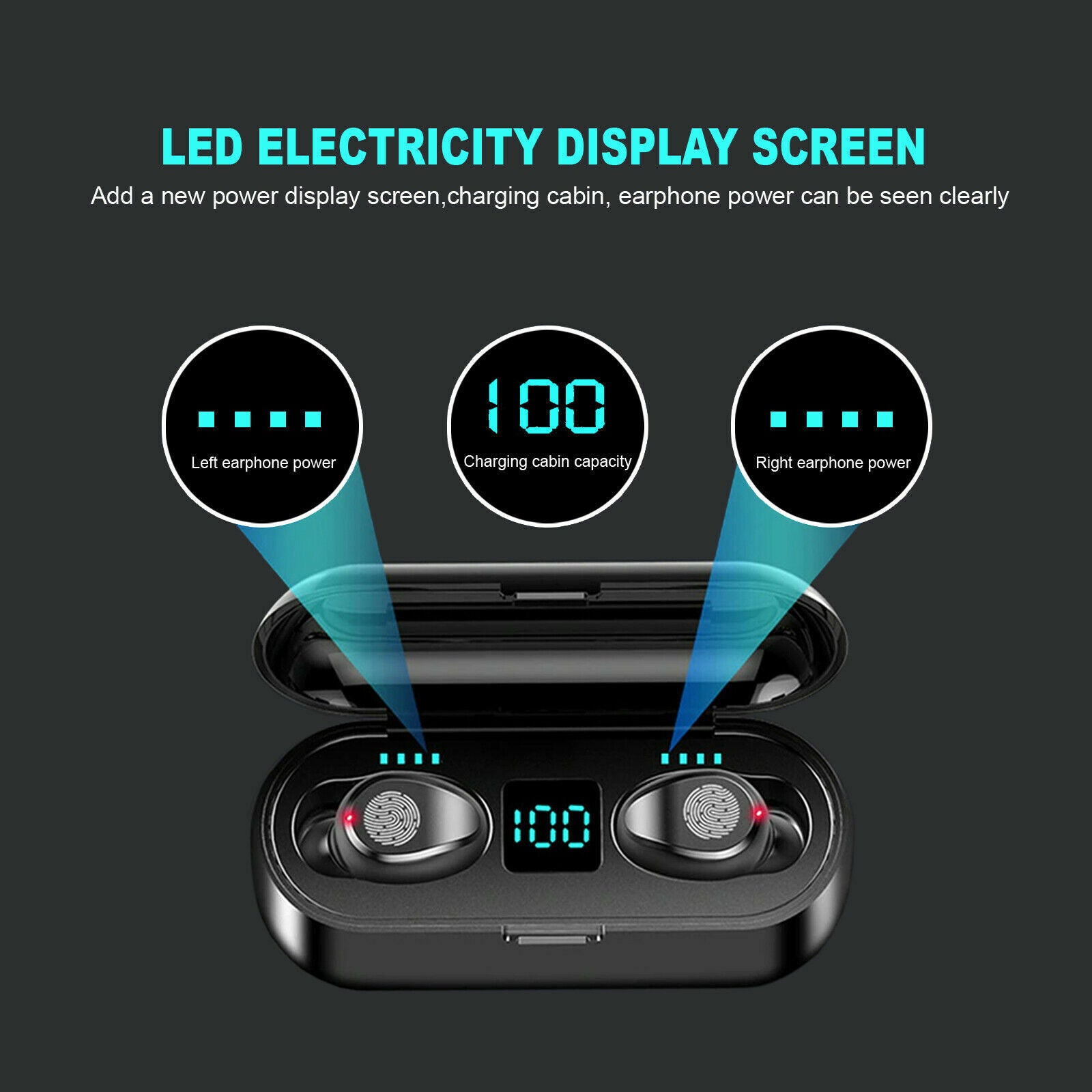Wireless Bluetooth LED Display Earphones Headphones Sports Earbuds IOS Android