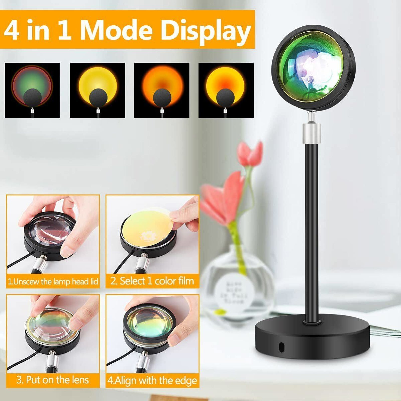 LED Sunset Projection Lamp Modern Remote Control Romantic Night Light Decor