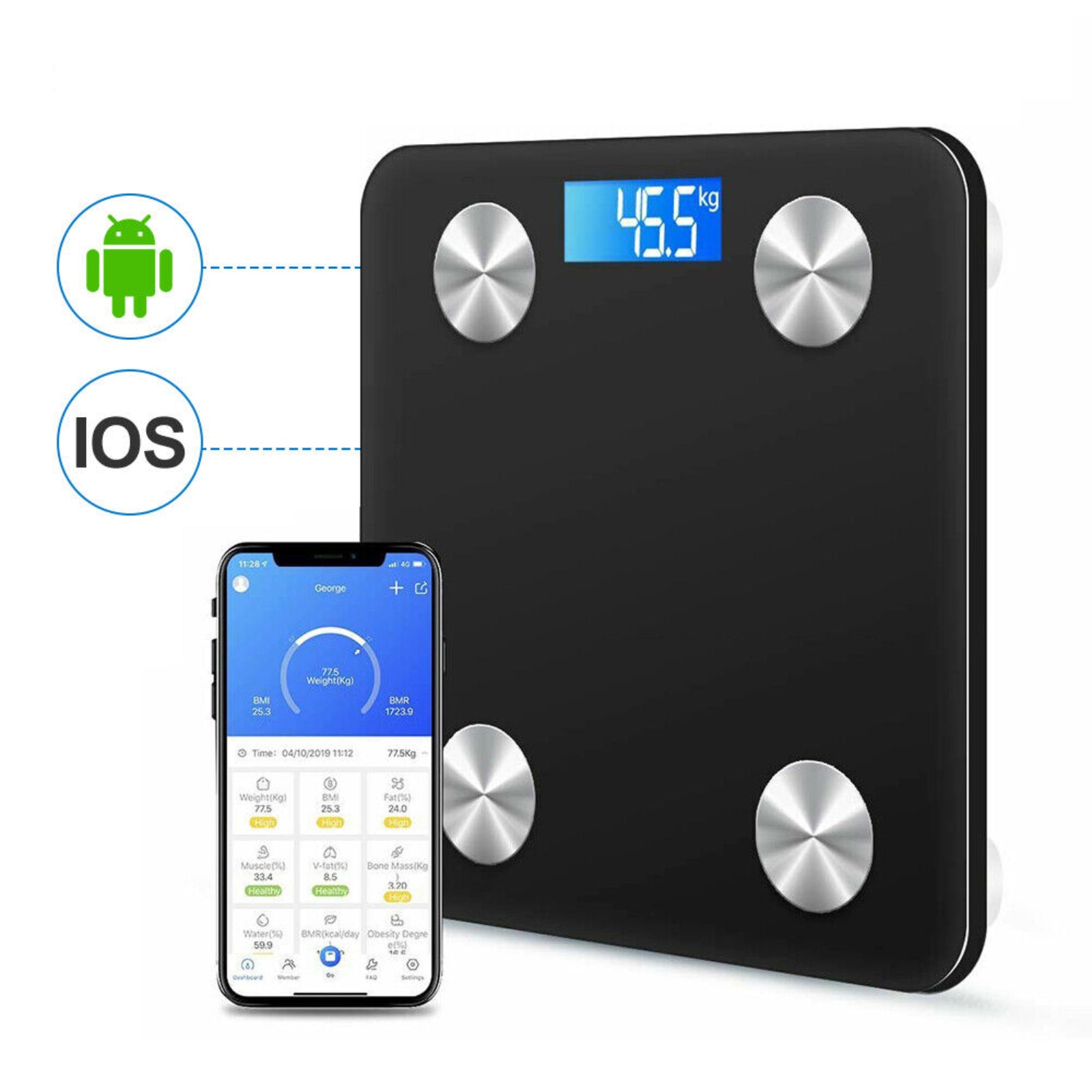 Wireless Digital Body Weighing Scale Bathroom Bluetooth Fat Scale Weight BMI