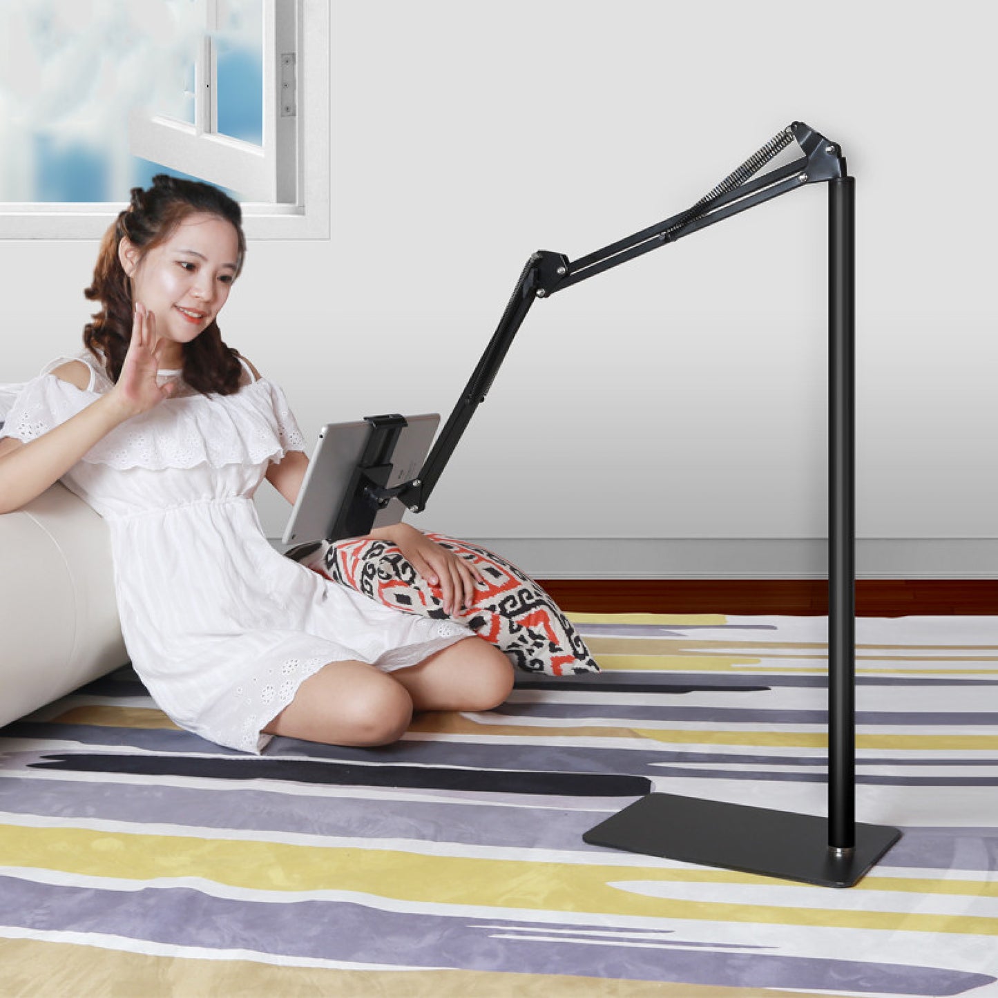 Portable Adjustable Hands Free Floor Stand Holder For Tablet Ipad Smart Phone
