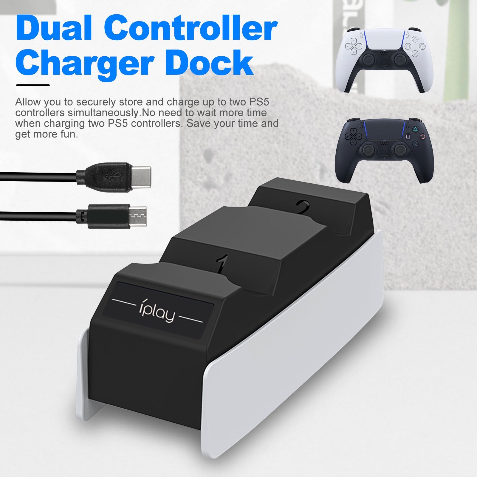 Playstation 5 PS5 Dual Sense Controller Fast Charger Charging Docking Station