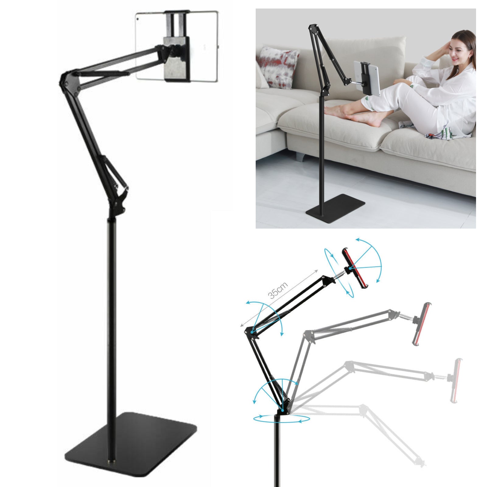 Portable Adjustable Hands Free Floor Stand Holder For Tablet Ipad Smart Phone