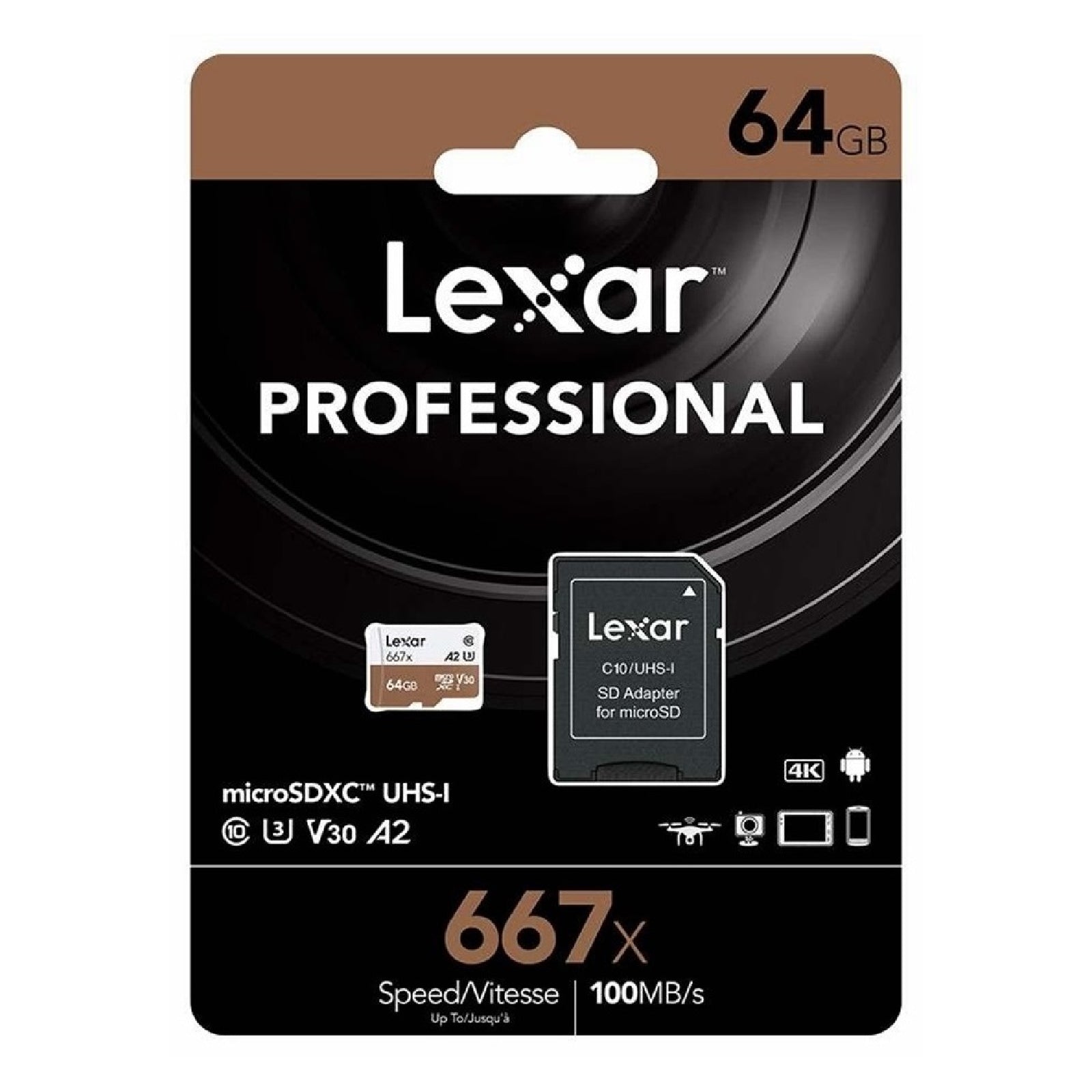 Lexar Professional 64GB 128GB 256GB Micro SD Card 100MB/S Memory Card 4K Video