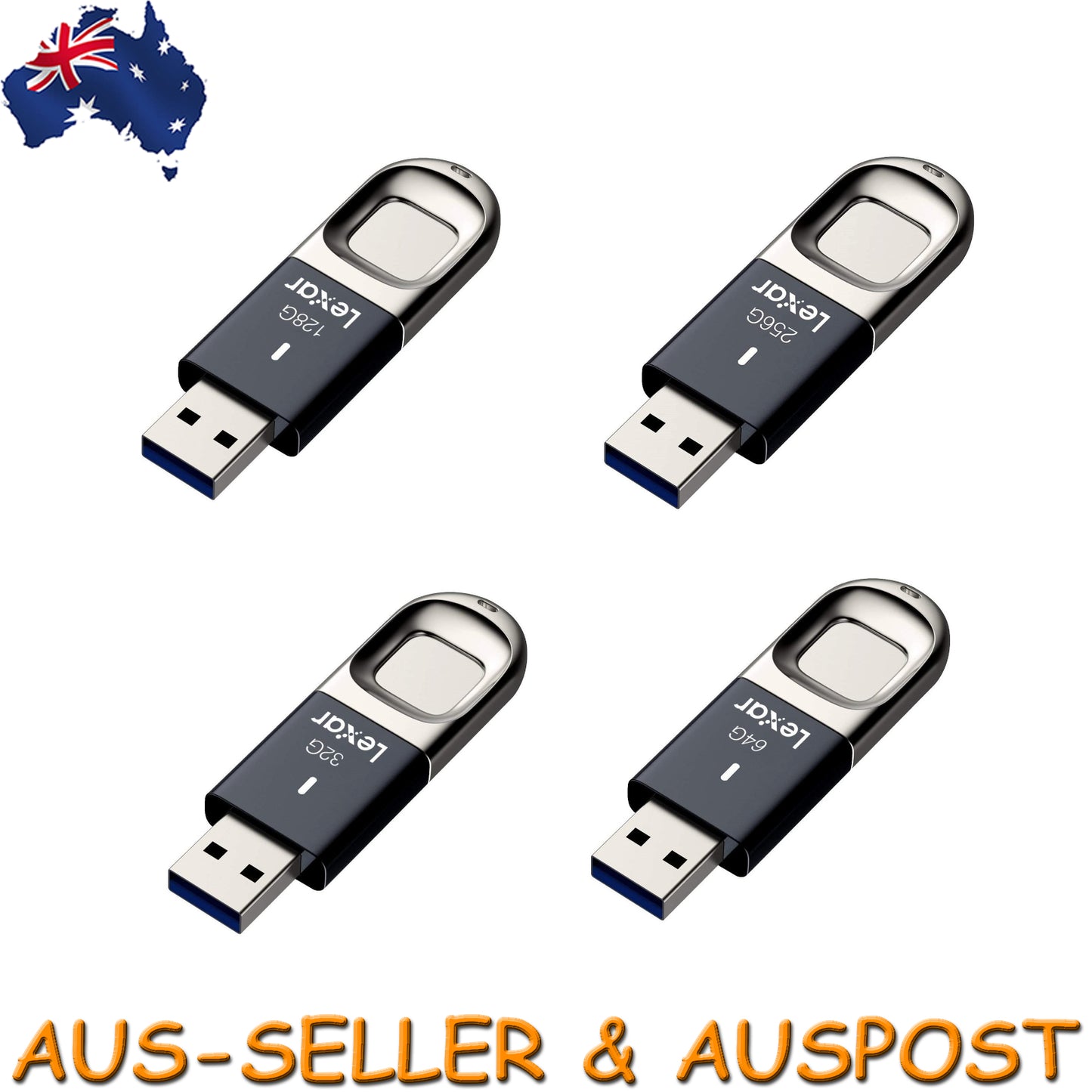 Lexar JumpDrive F35 32GB 64GB 128GB 256GB USB 3.0 Fingerprint Flash Drive PC MAC