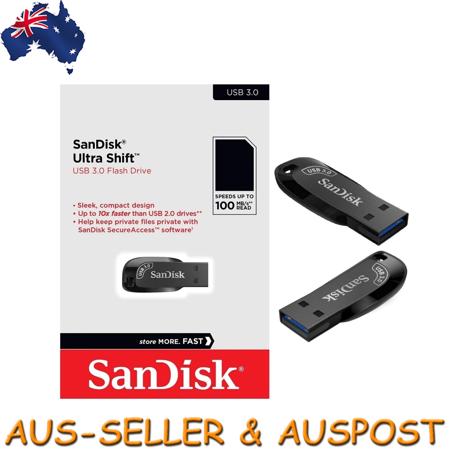 SanDisk Ultra Shift 32GB 64GB 128GB 256GB USB 3.0 Flash Drive Memory Pen PC MAC