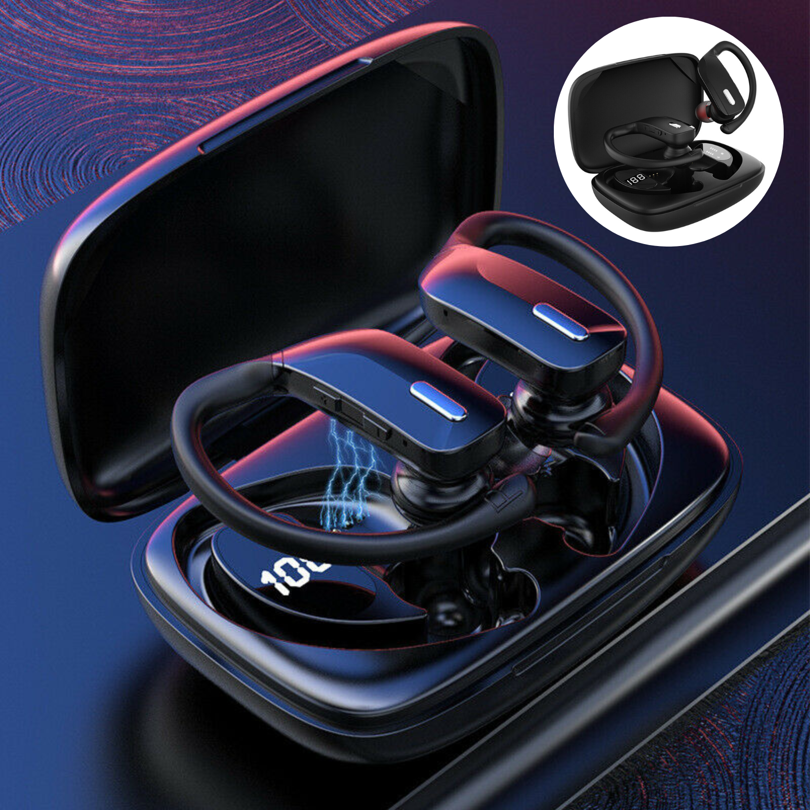 Wireless Bluetooth Earphones Headphones Sweatproof Sport Gym Earbuds With Mic
