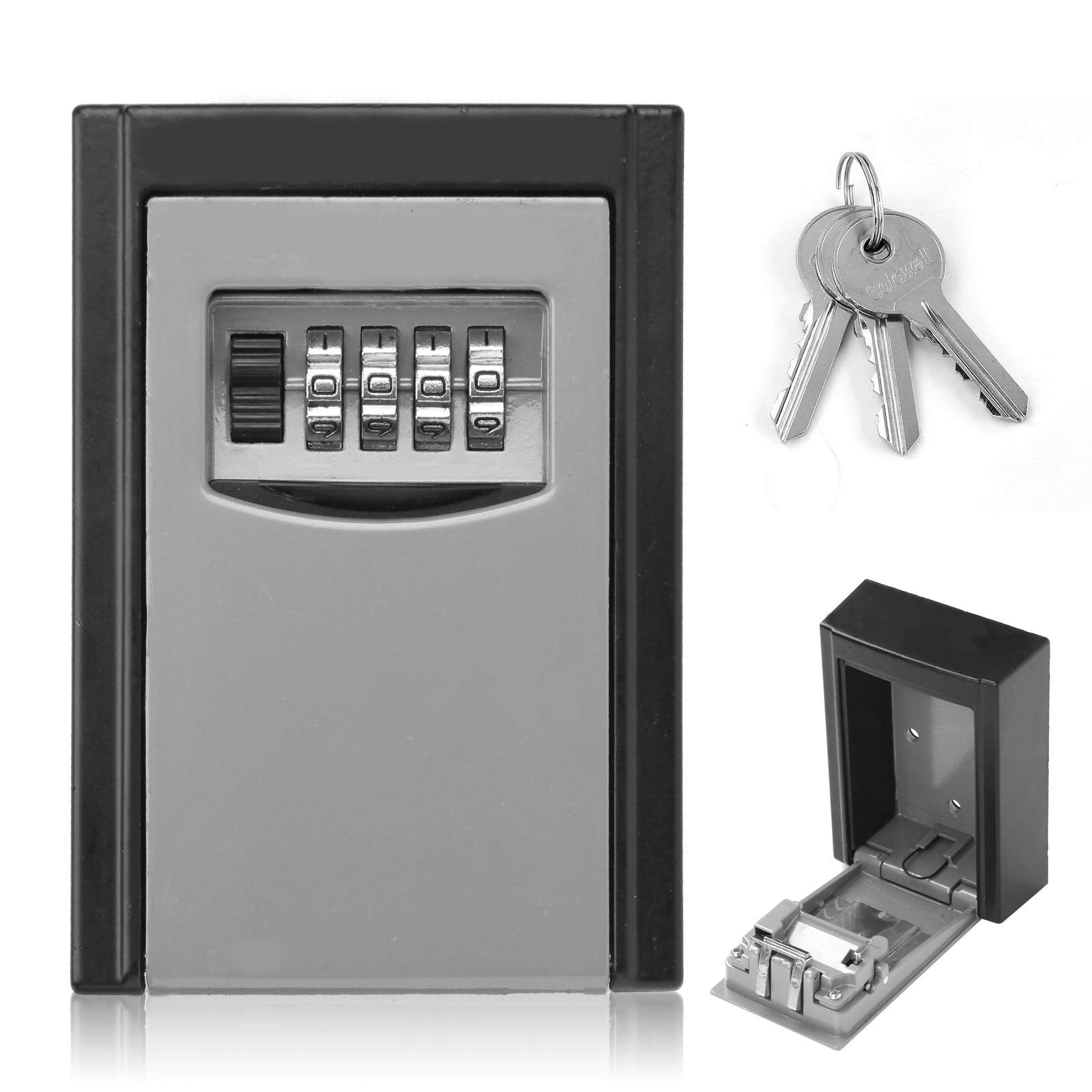 Wall-Mounted Key Safe Storage Box With 4 Digit Combination Lock Code Outdoor