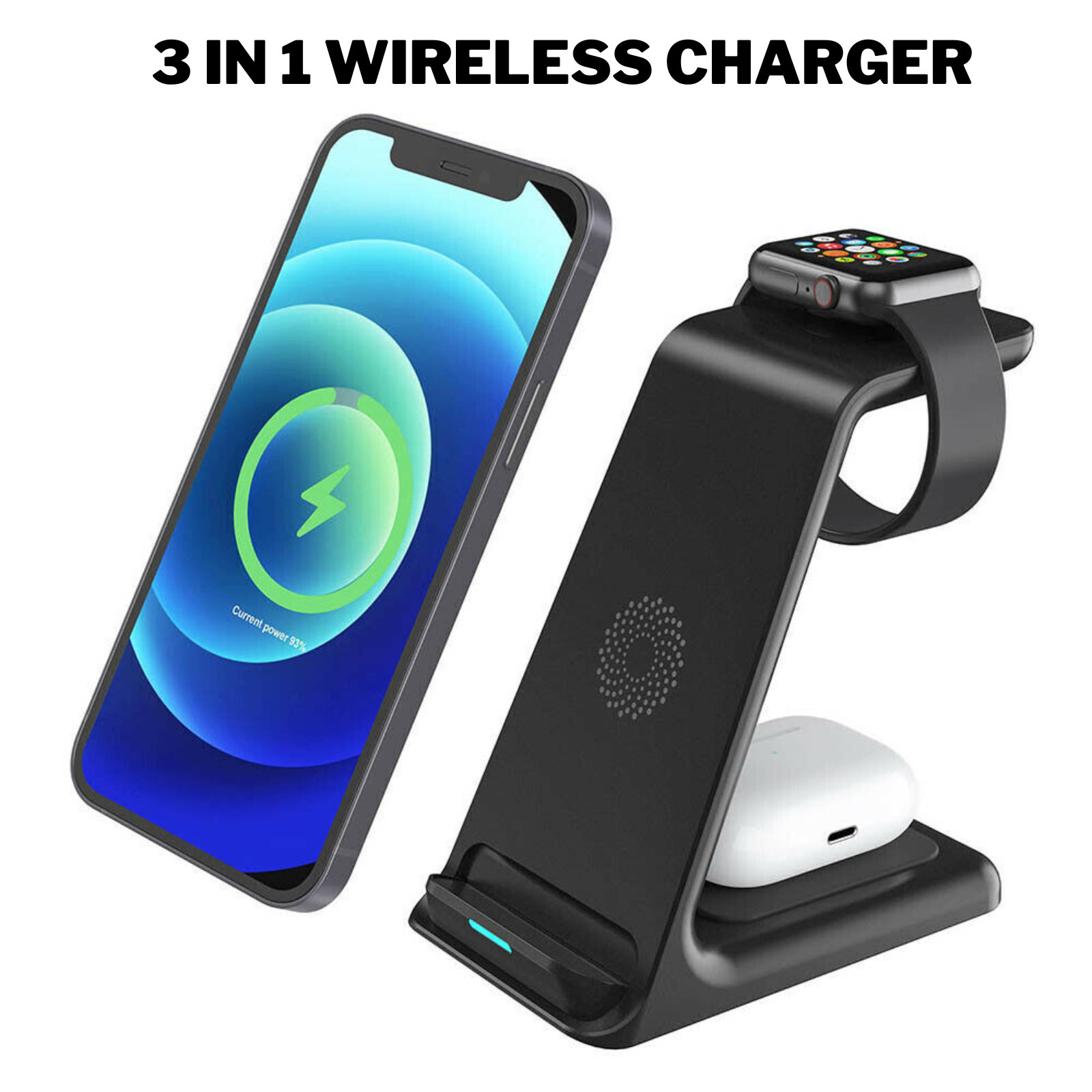 3 In 1 Wireless Fast Charger Dock Charging Station Apple Watch IPhone Airpods