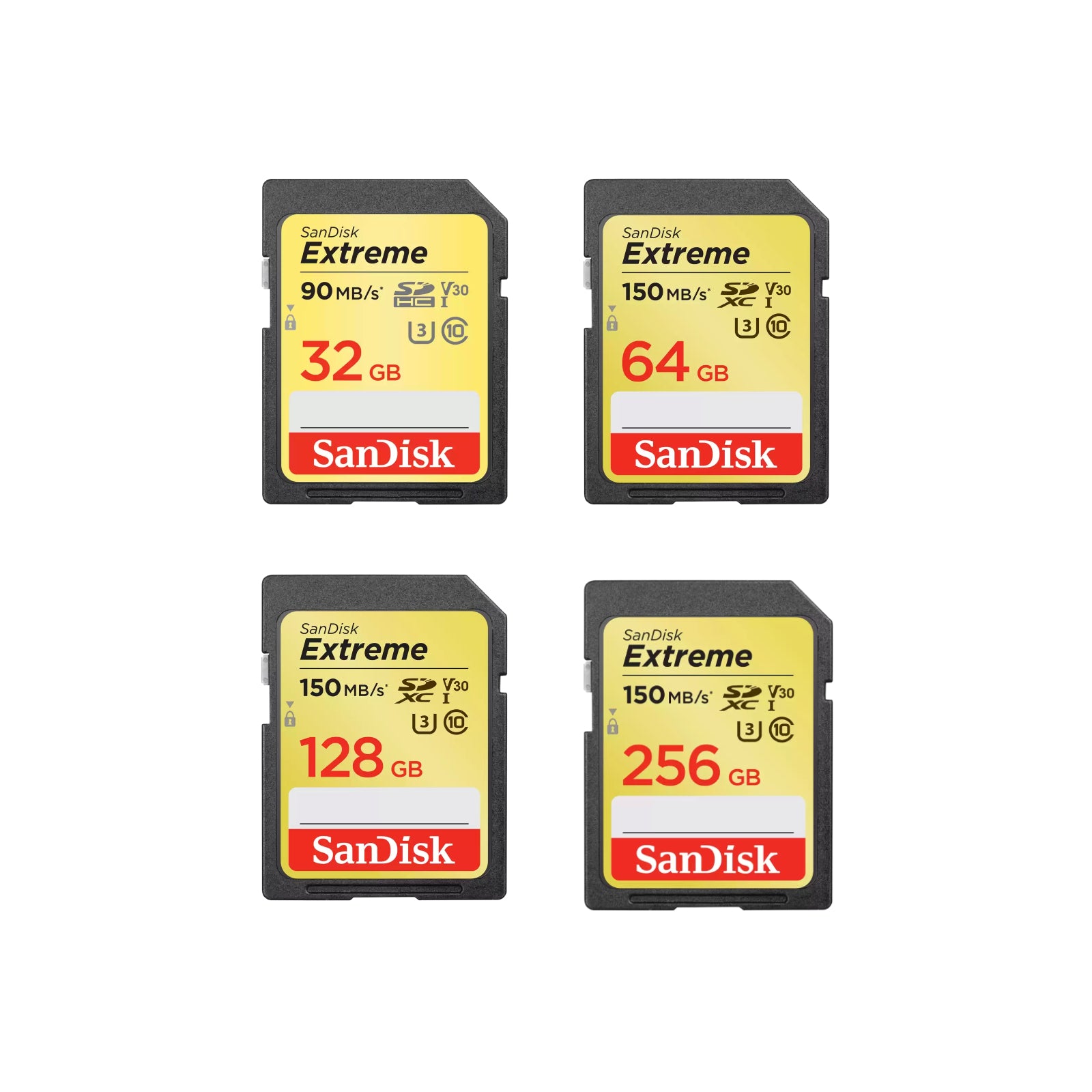 SanDisk Extreme 32GB 64GB 128GB 256GB SDHC SD Camera Memory Card DSLR 4K UHD