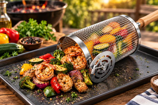 Rolling BBQ Basket: Make Grilling Small Foods Easier