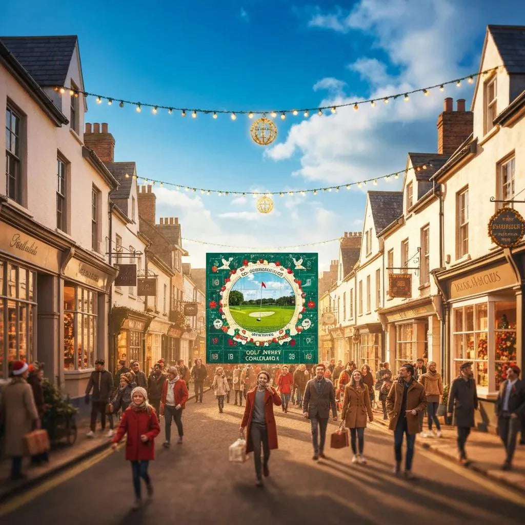 Festive golf advent calendar with accessories in a sunny Australian golf course setting