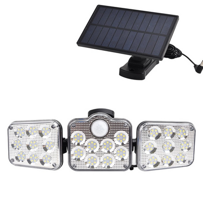 3 Head 138 Led Solar Powered Motion Sensor Light Outdoor Security Flood Lamp