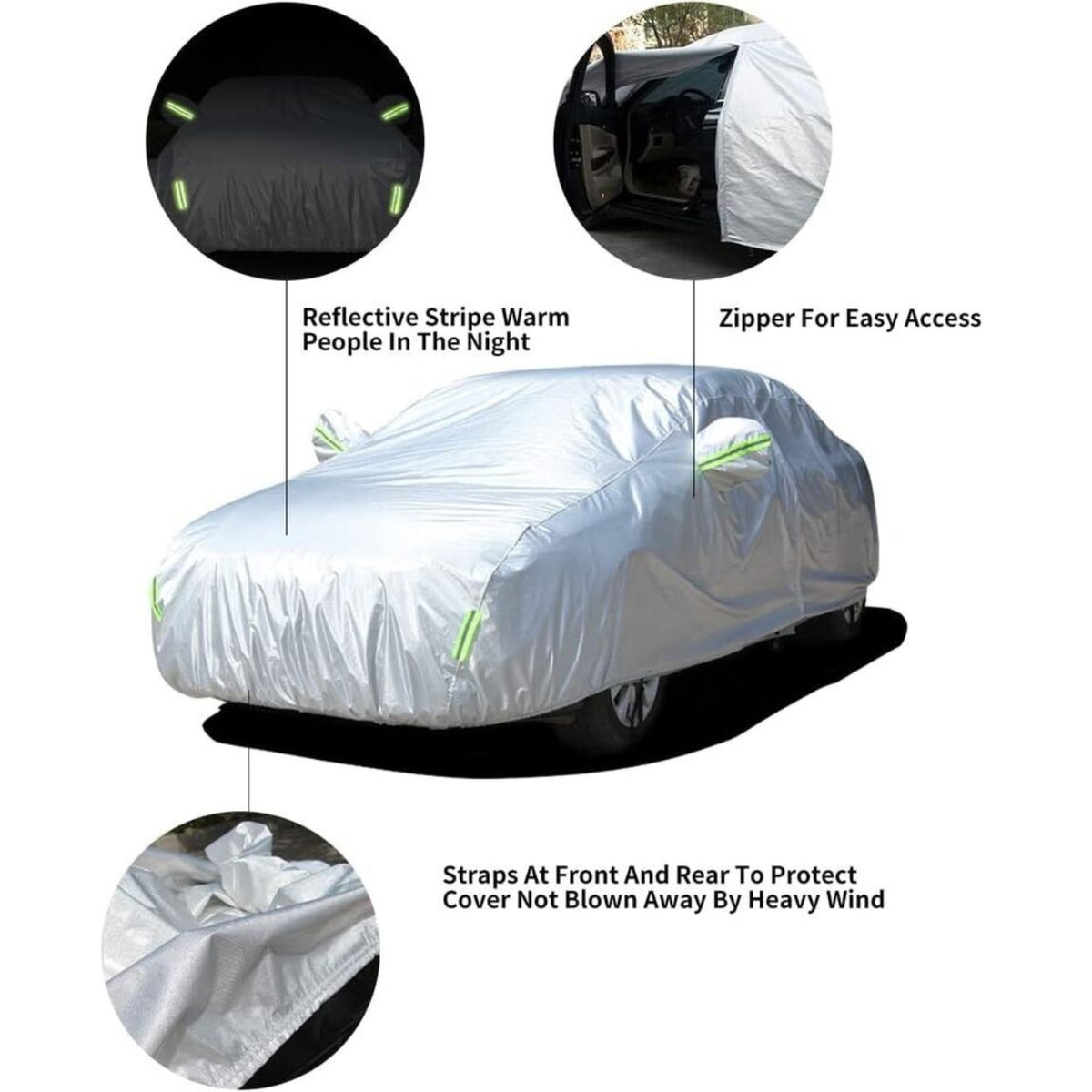 Waterproof Universal Size Car Cover 6 Layer Aluminum UV Dust Hail Resistant YXXL