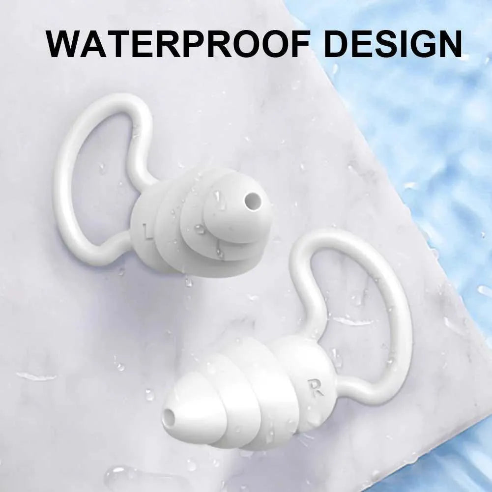 2x Noise Cancelling 4 Layers Ear Plugs Soft Reusable Silicone Sleep Study Grey