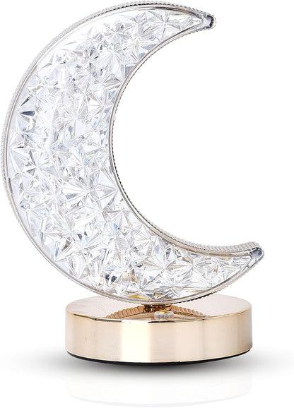 USB Rechargeable LED Bedside Table Lamp Crystal Night Light Touch Control Moon