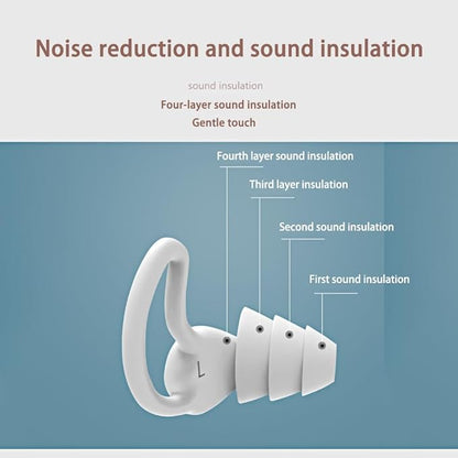 2x Noise Cancelling 4 Layers Ear Plugs Soft Reusable Silicone Sleep Study Grey