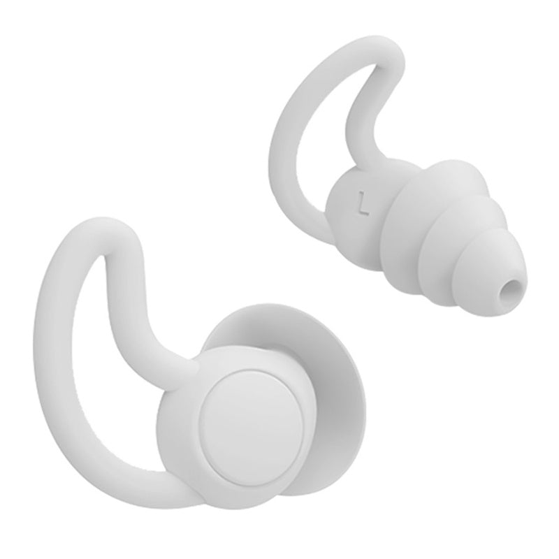 2x Noise Cancelling 4 Layers Ear Plugs Soft Reusable Silicone Sleep Study Grey