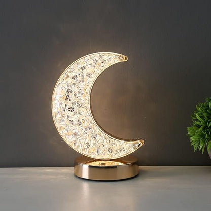 USB Rechargeable LED Bedside Table Lamp Crystal Night Light Touch Control Moon