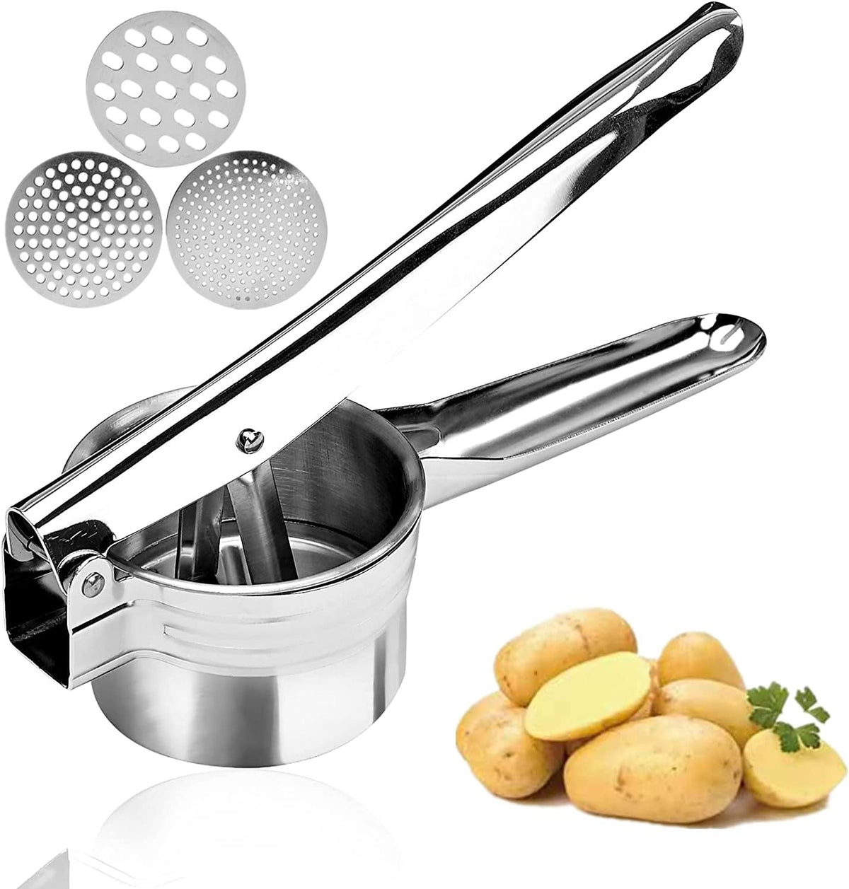 3 Discs Professional Stainless Steel Potato Ricer Masher Vegetable Fruit Press