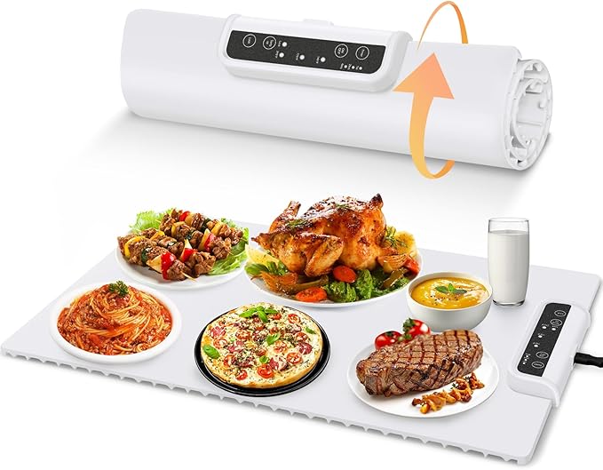 Silicone Electric Warming Tray Portable Food Warming Mat Roll Up Heating