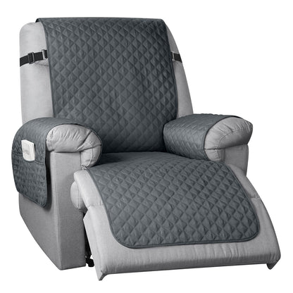 Recliner Chair Cover Waterproof and Non Slip Strap Sofa Couch Cover Grey