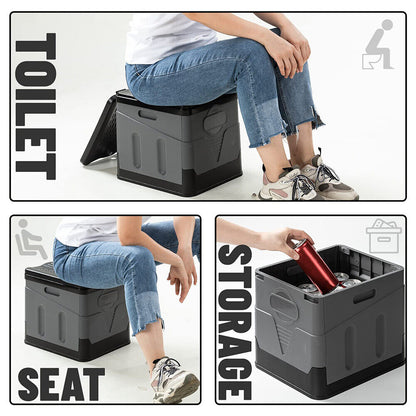 Potty Commode Bucket Seat Travel Bag Portable Folding Camping Toilet Outdoor 20L
